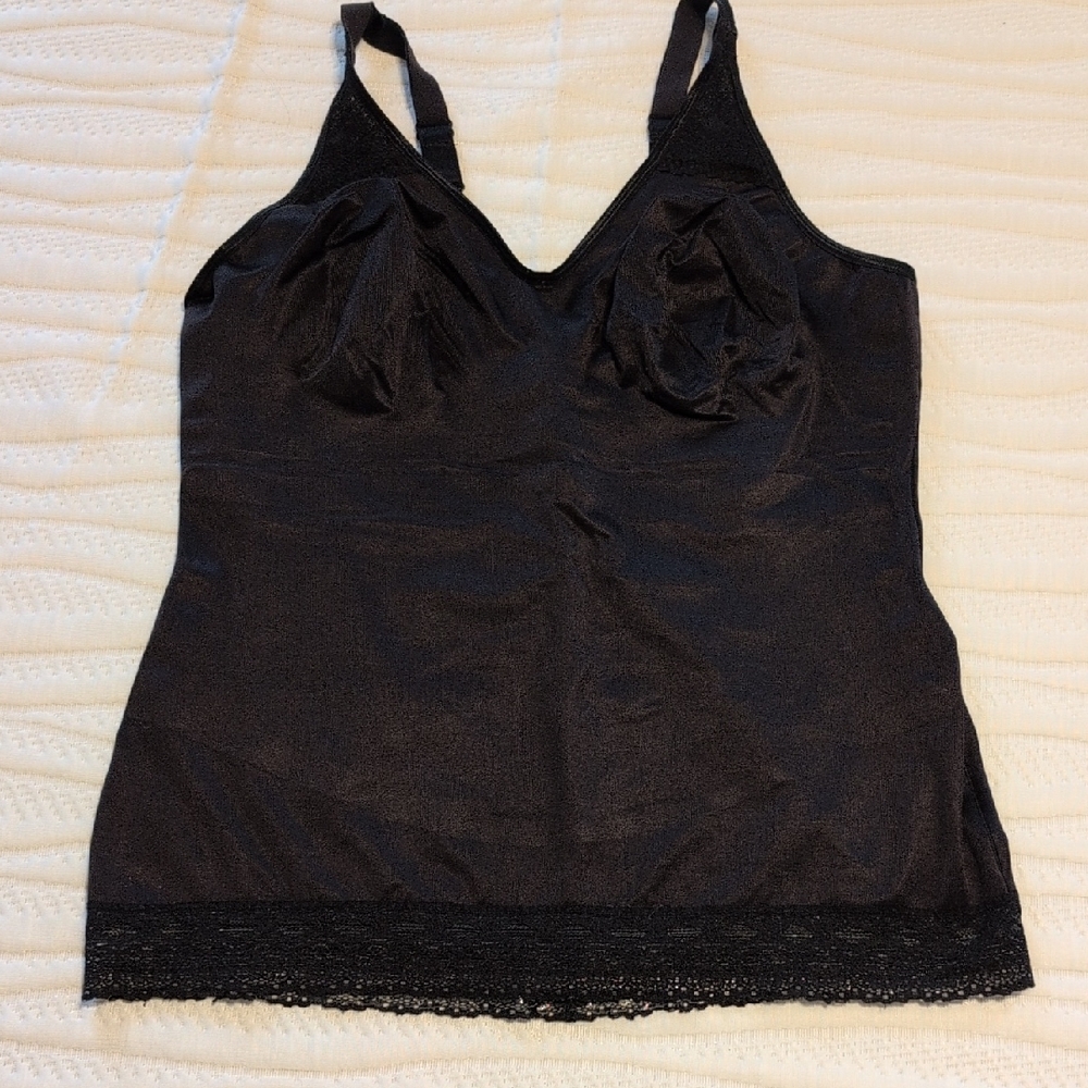 Ruby Ribbon Black Lace Trim Camisole